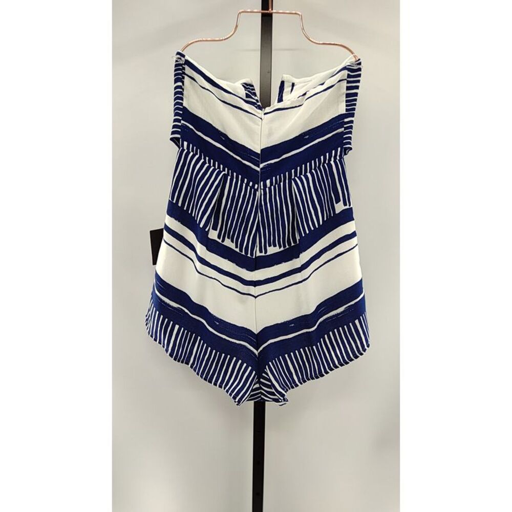 Lulus Delphi Tie-Front Strapless Romper Blue And White Stripe Jumpsuit S - Picture 3 of 3